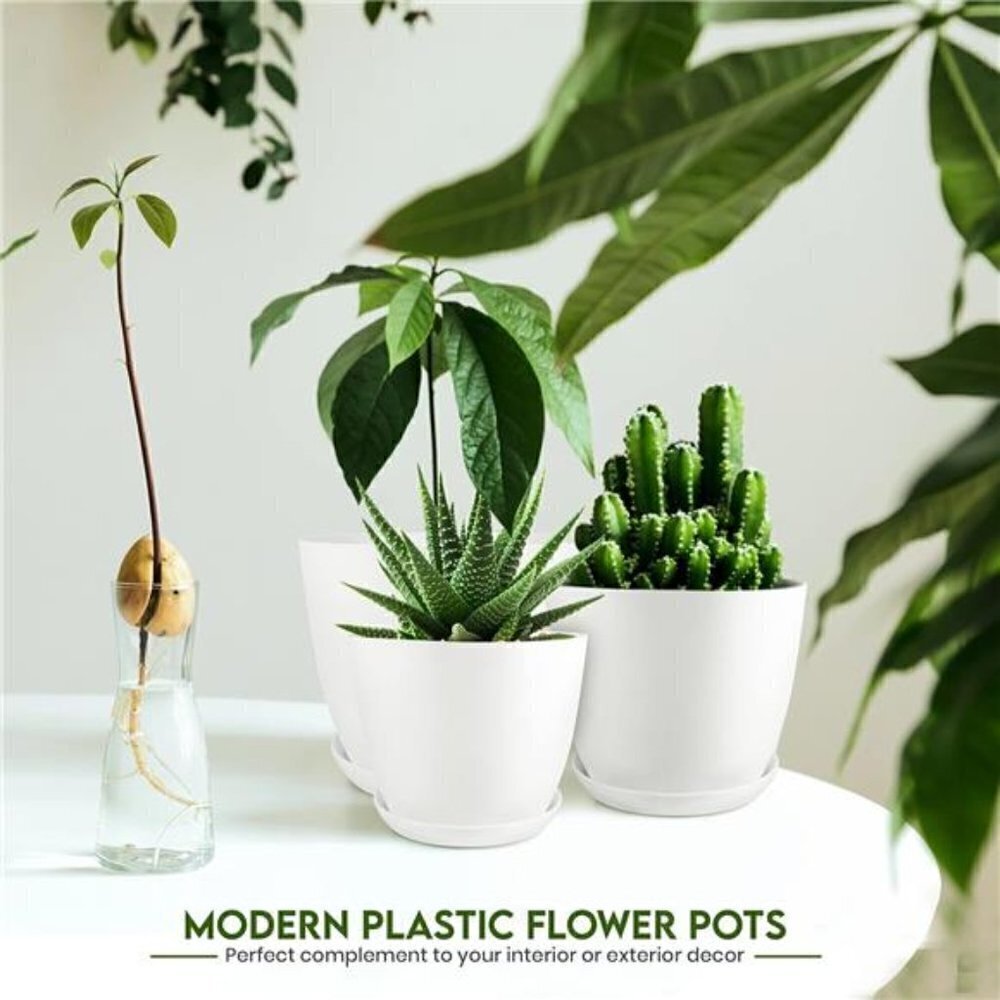 5X Plant Pots Drainage Home Decor Flower Indoor Planter Cactus, Succulents White - Picture 5 of 7